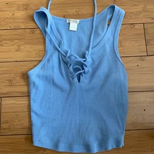 blue cropped tank top from tillys
